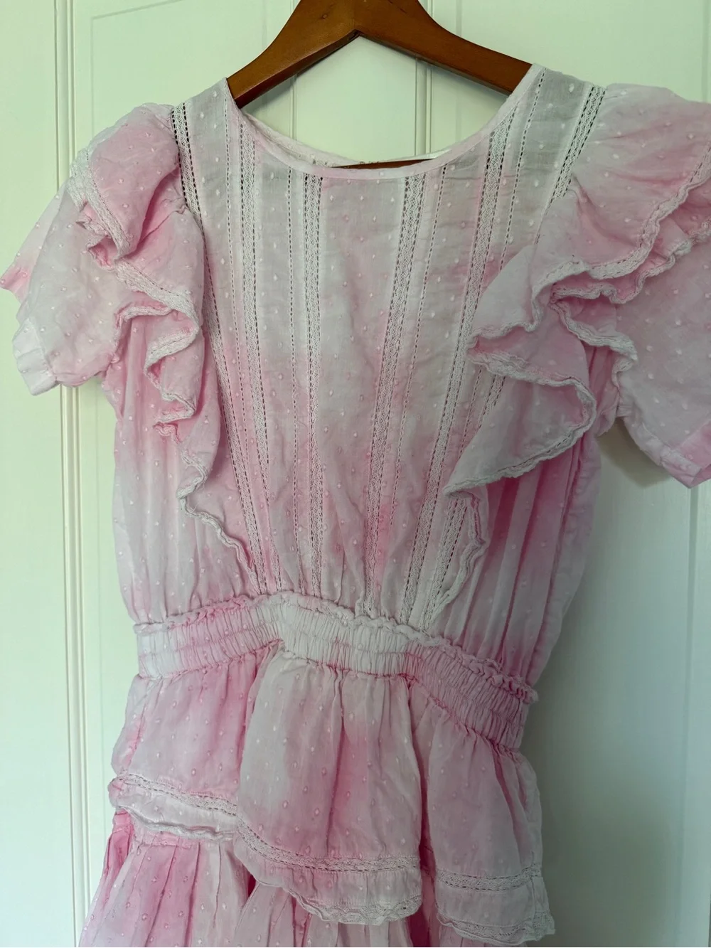 Love Shack Fancy Natasha Heritage Mini Dress Peony Pink